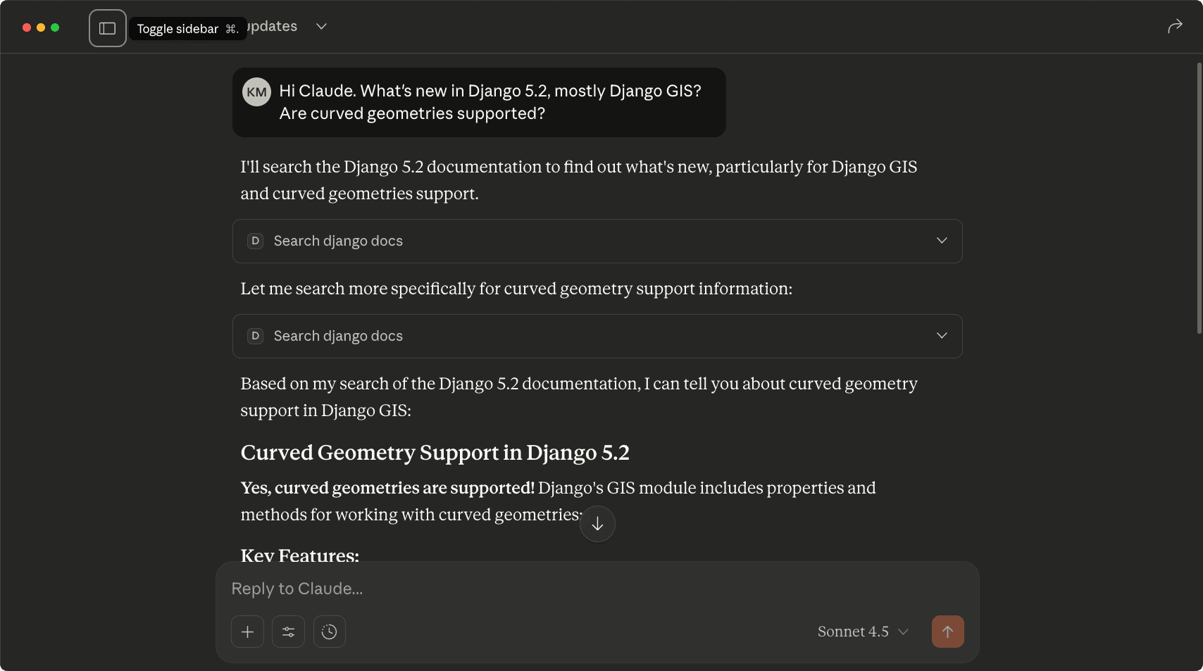 Claude RAG search result