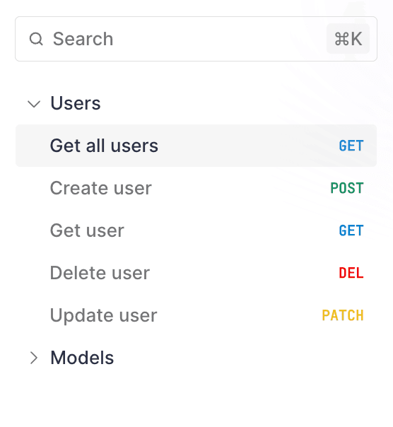Routes grouped by tag