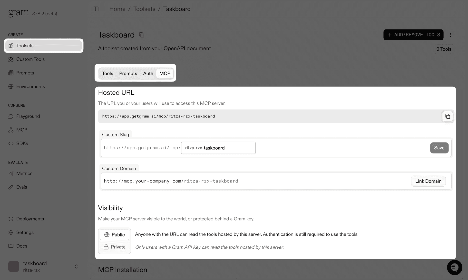 MCP server configuration