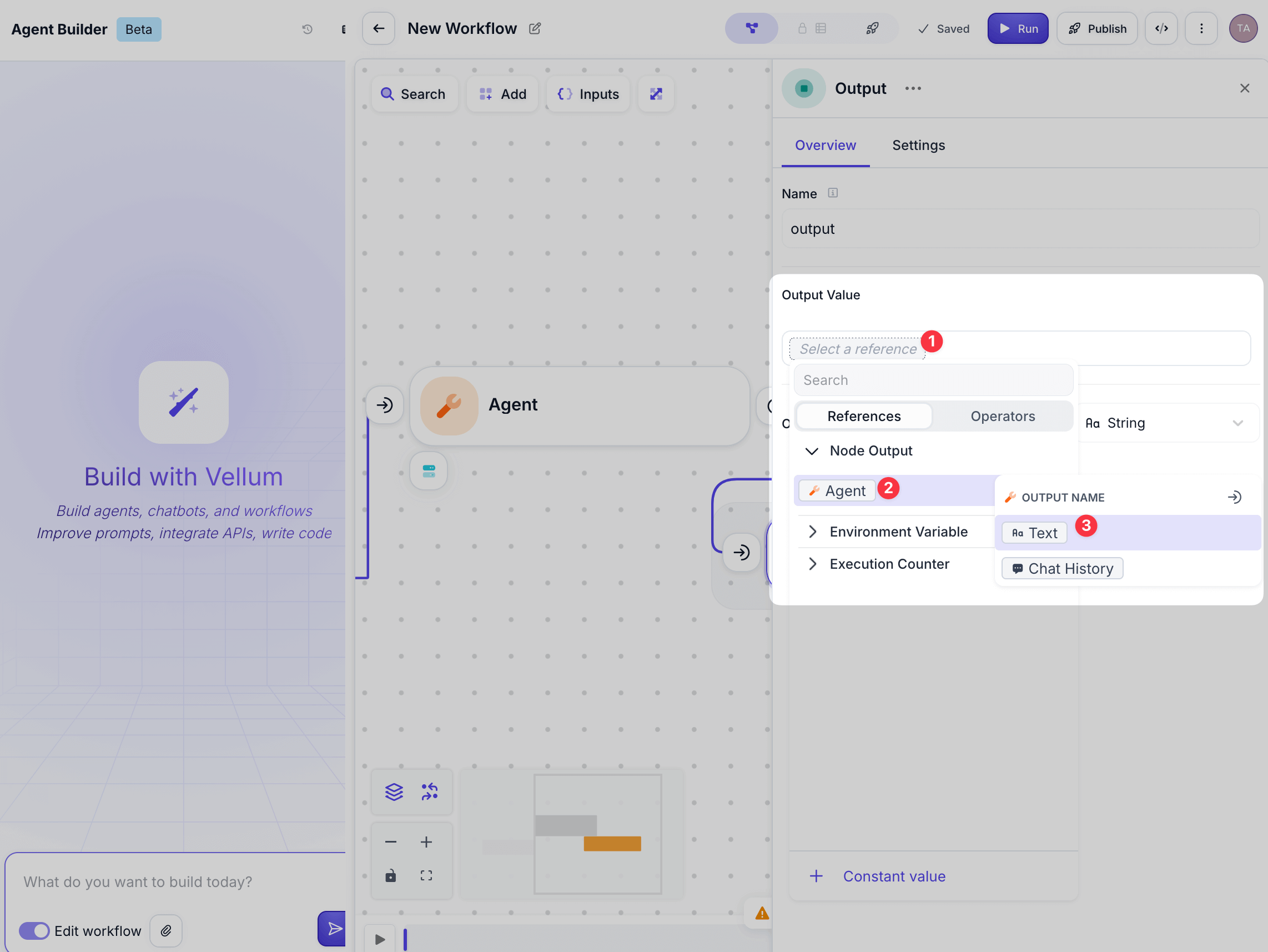 Screenshot of connecting Workflow nodes in Vellum